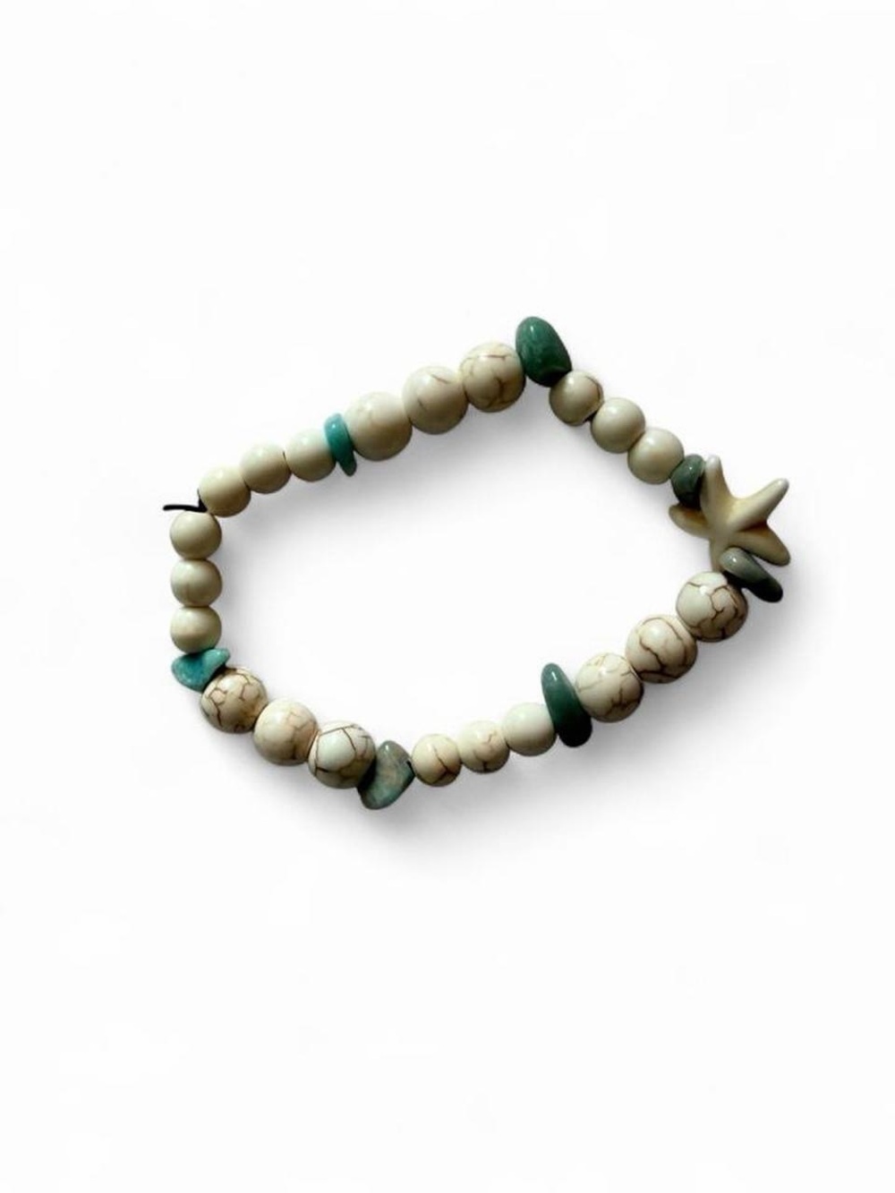 Handmade Ivory Starfish & Stone Chip Stretch Bracelet/Anklet Boho
